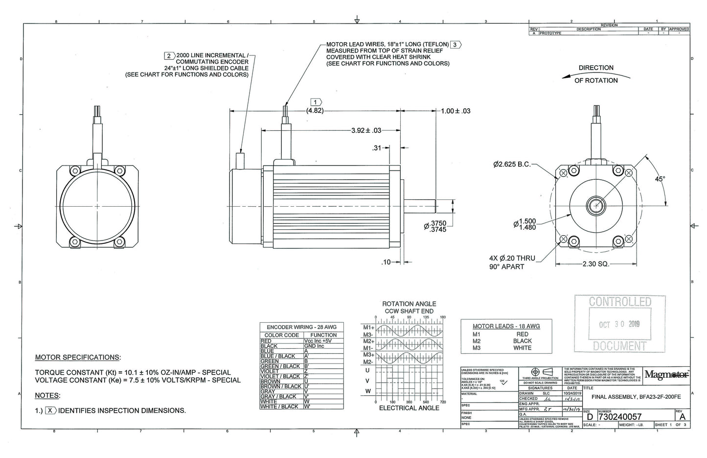 Magmotor BFA23-2F-200FE 18 to 36 Volt 8 Pole Brushless Motor Drawing