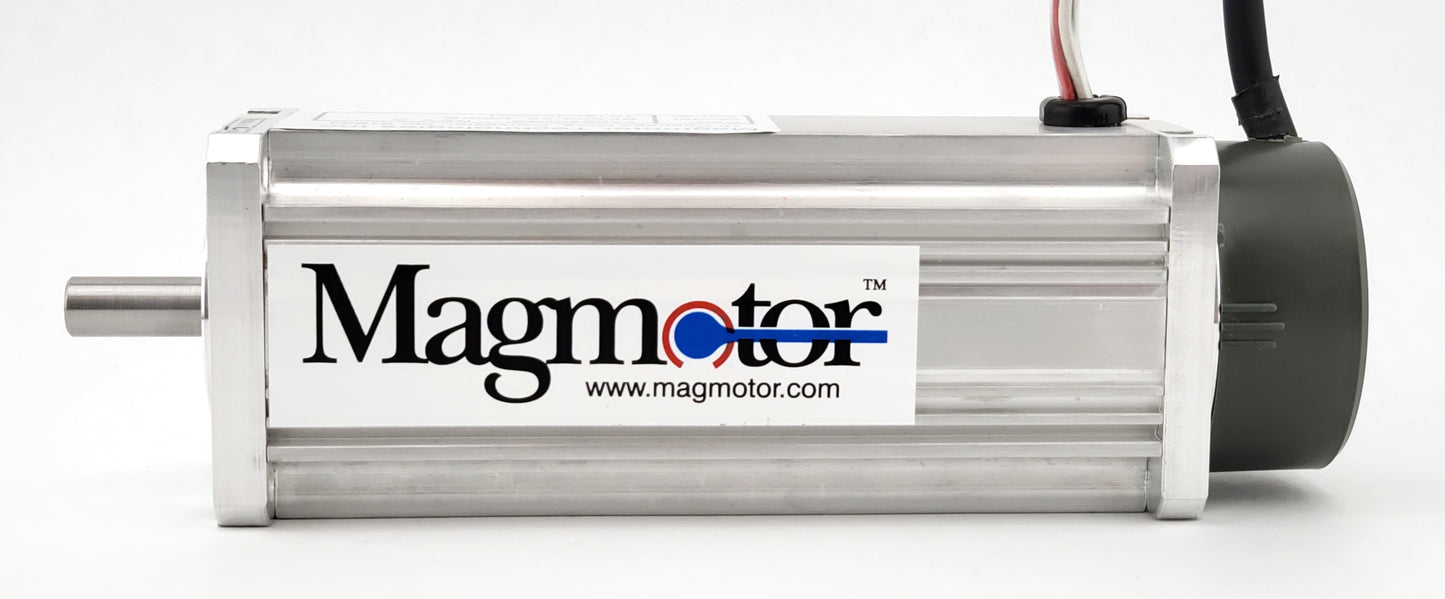 Magmotor BFA23-2F-400FE 24 to 72 Volt 8 Pole Brushless Motor 730240060 Side View with Label