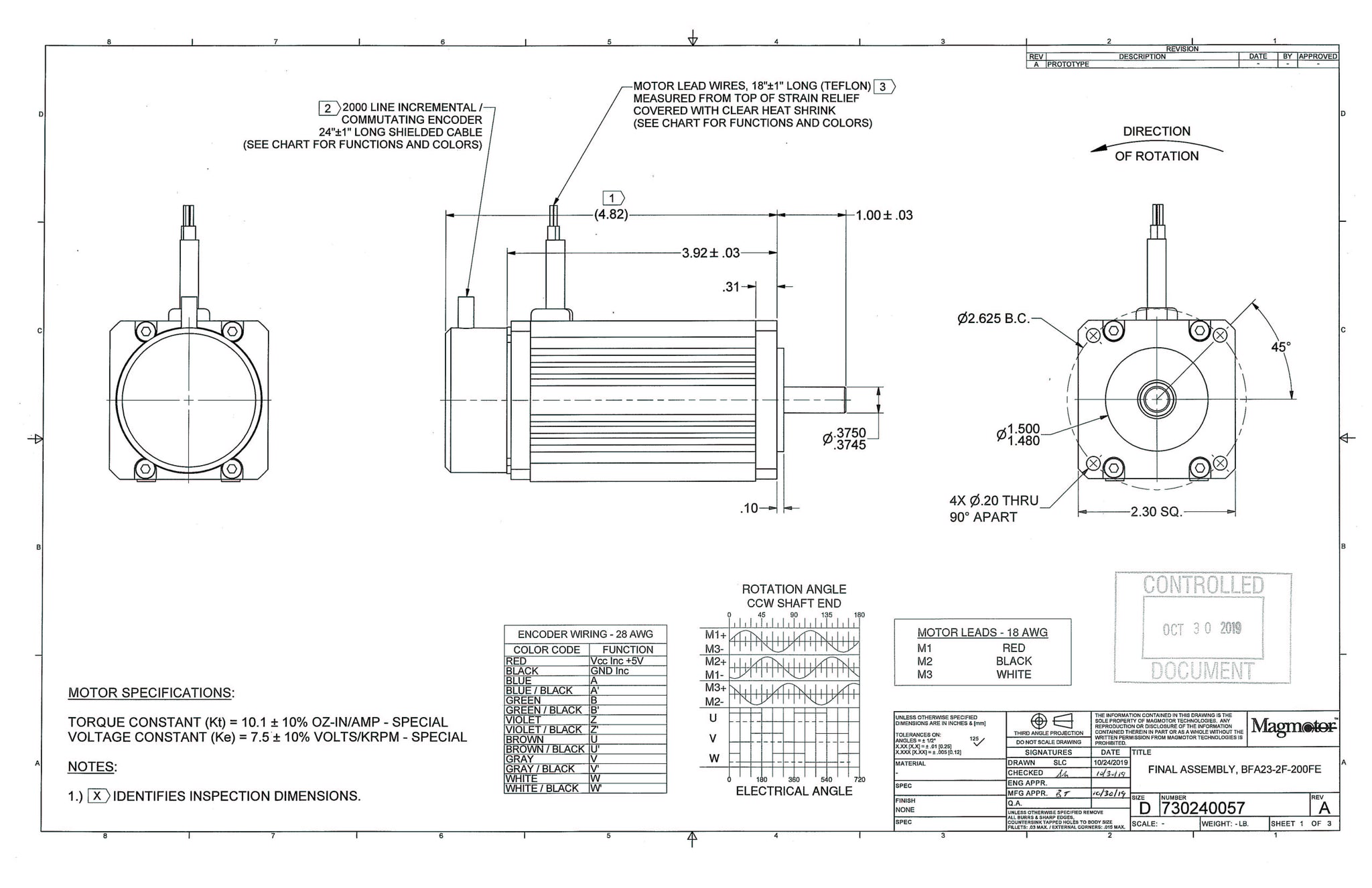 730240057 - BRUSHLESS MOTOR - 18 to 36 VDC - 68 to 77 oz-in