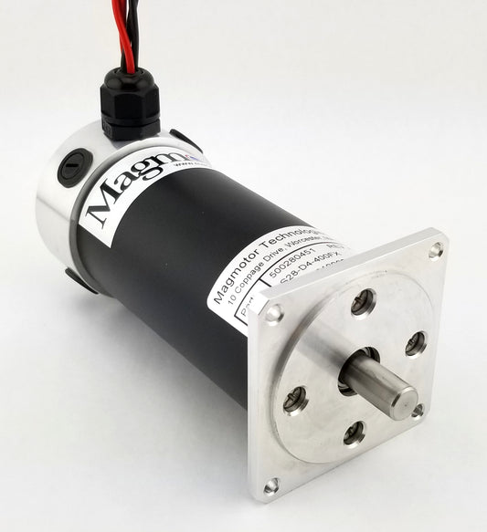 Magmotor S28-D4-400FX 12 to 30 Volt 4 Pole Brushed Motor 500280451 Front View