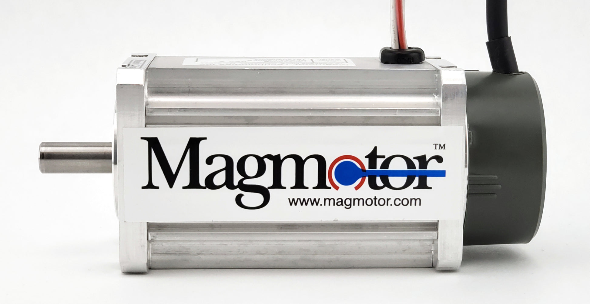 Magmotor BFA23-I-200FE 48 to 144 Volt 8 Pole Brushless Motor 730240059 Side View with Label